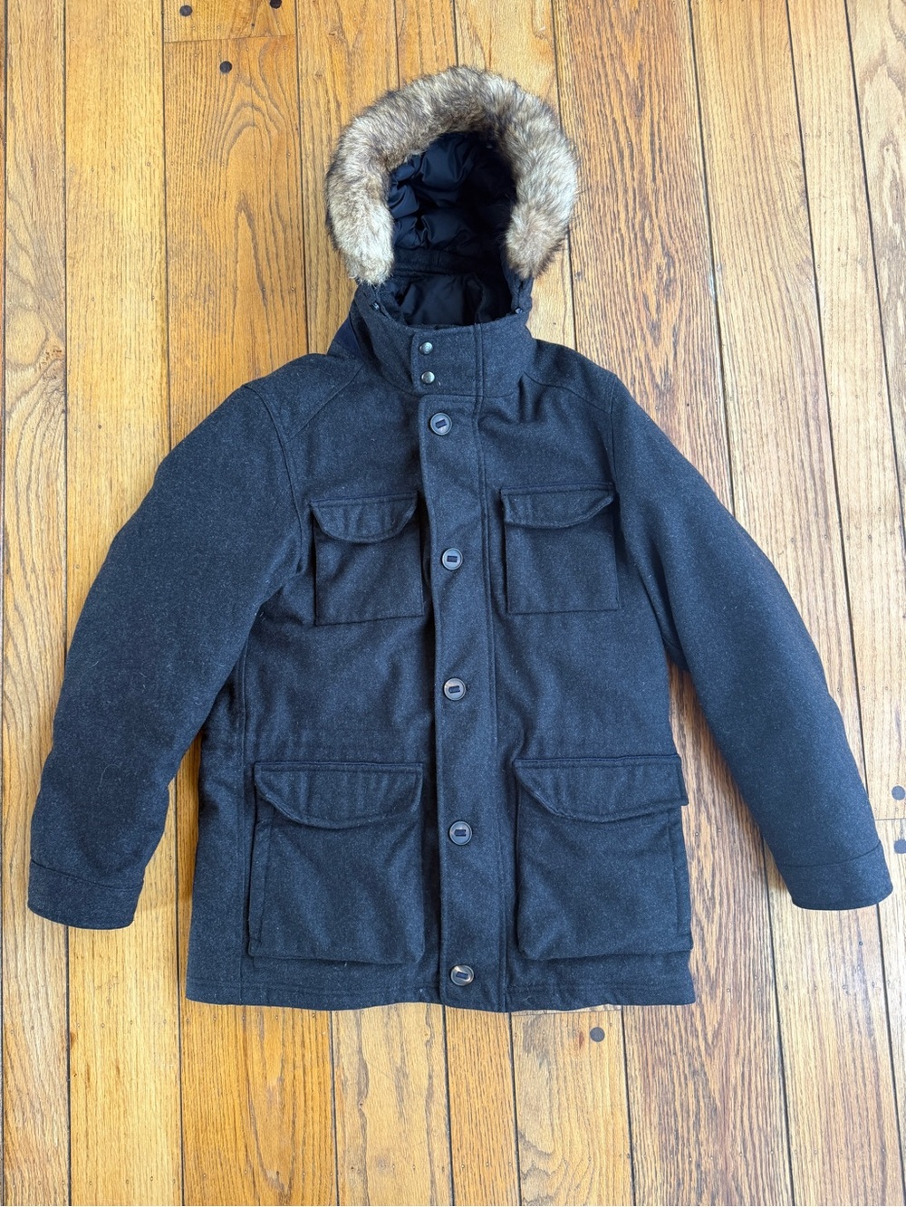 Massimo Duti Men’s Wool Hooded Jacket Coat Size Large
